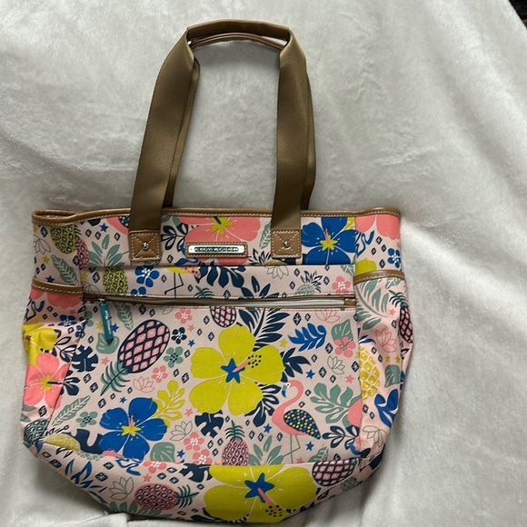 Cute & Colorful Lily Bloom Tropical Pineapple Satchel Shoulder Tote Travel Bag - Picture 1 of 9